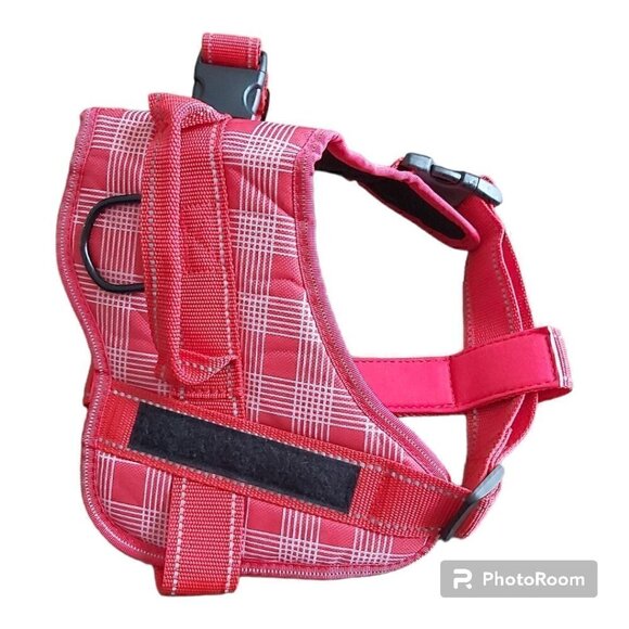 XL Service Dog Red And White Plaid Dog Harness With Buckle Closure - Picture 1 of 7